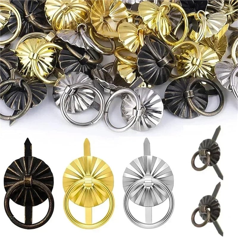 Bronze Mini Drawer Pull Rings 150Pcs Metal Brad Fasteners For Dollhouse DIY Crafts - Image 3